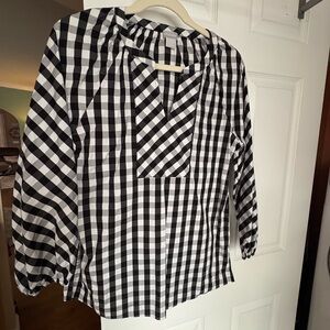 Chico's Black and White Gingham Blouse